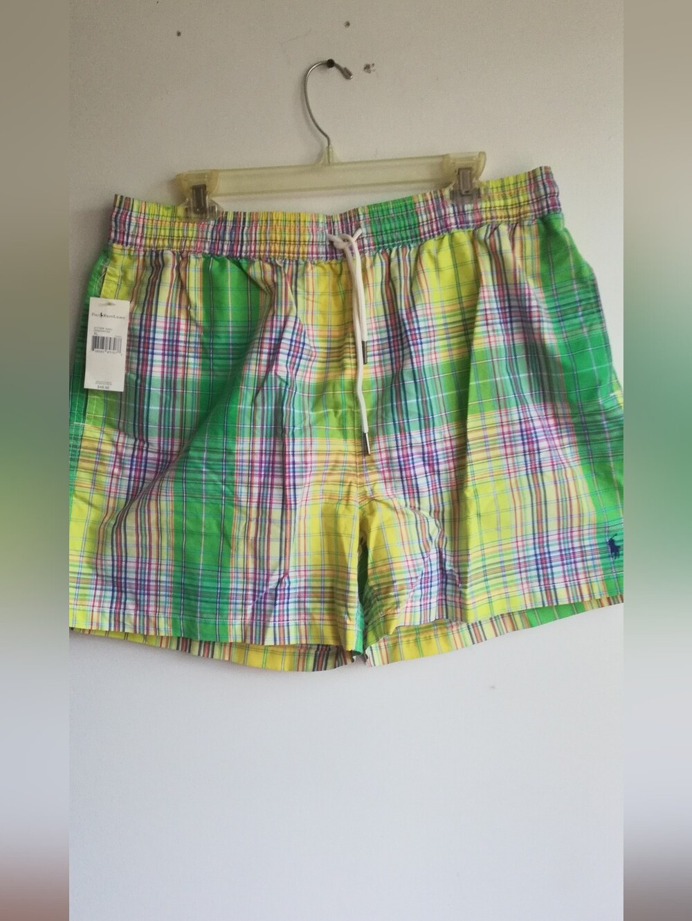 Polo by Ralph Lauren Yellow & Green Plaid Men's Swim Trunks